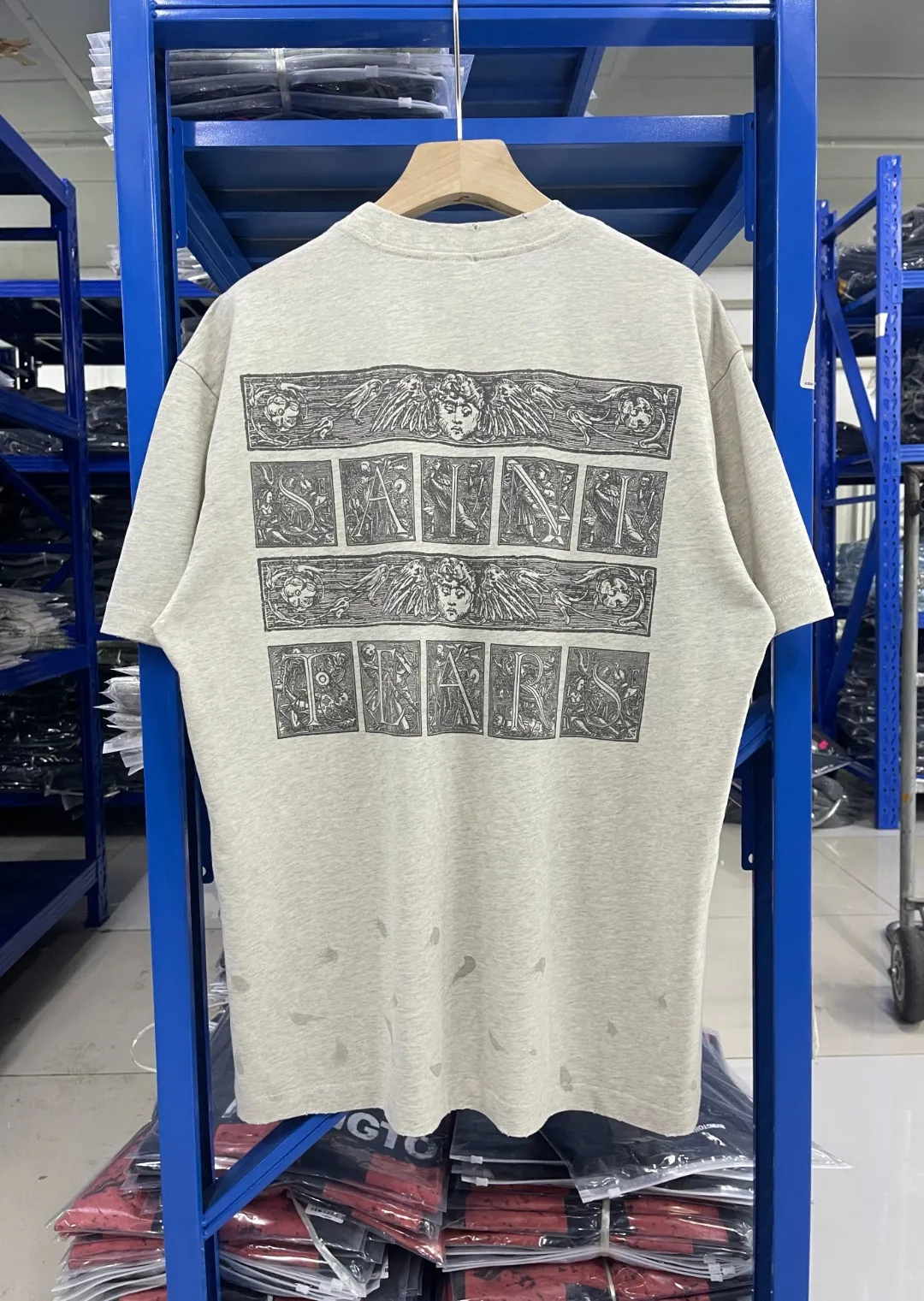 Spot ST430 style gray P146 Saint Michael x Denim Tears 25SS joint graffiti logo washed and distressed T-shirt size S-M-L-XL